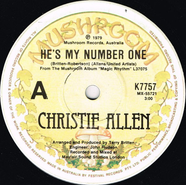 Christie Allen : He&#39;s My Number One (7&quot;, Single)