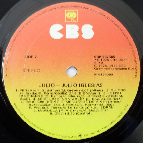 Julio Iglesias : Julio (LP, Comp)