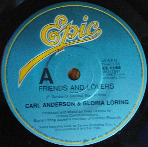 Carl Anderson & Gloria Loring : Friends And Lovers / You Always Knew (7")