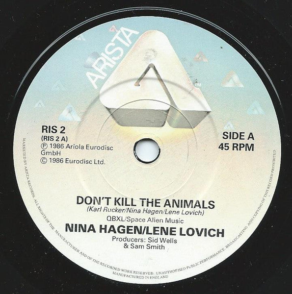 Nina Hagen / Lene Lovich : Don't Kill The Animals (7")