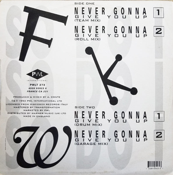 FKW (2) : Never Gonna (Give You Up) (12")