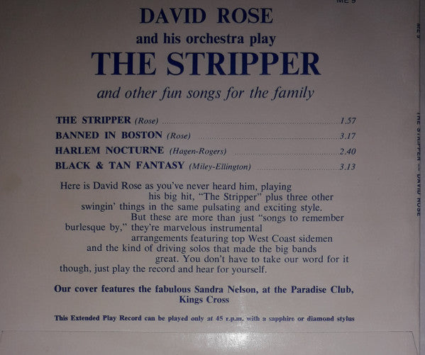 David Rose & His Orchestra : The Stripper (7", EP)