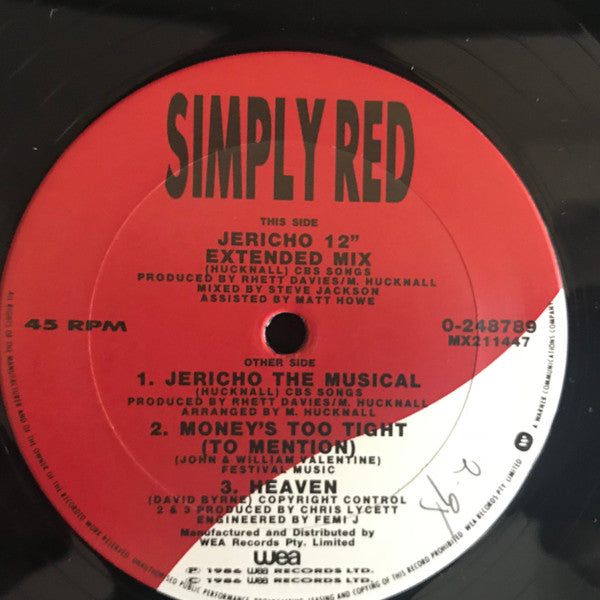 Simply Red : Jericho (12", Single)