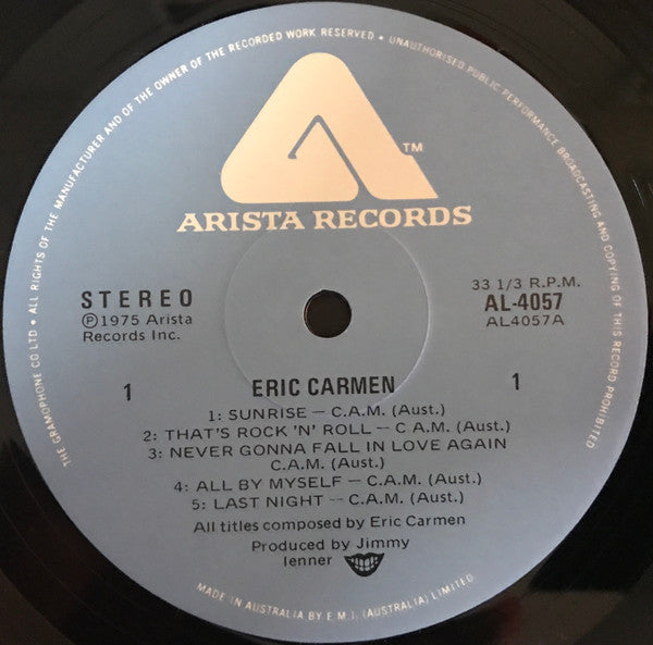Eric Carmen : Eric Carmen (LP, Album)