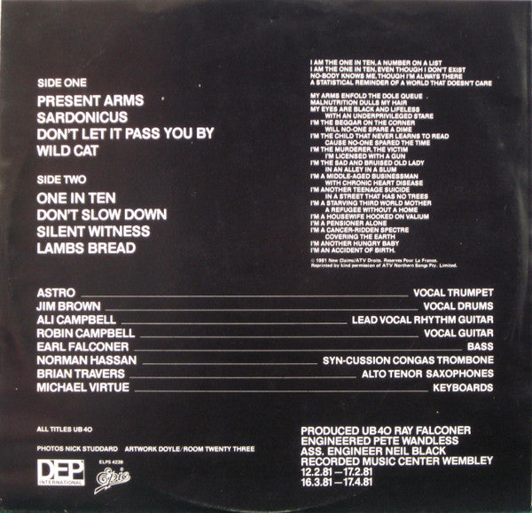 UB40 : Present Arms (LP, Album + 12", Single)