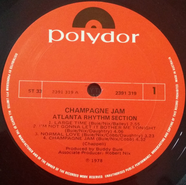 Atlanta Rhythm Section : Champagne Jam (LP, Album)