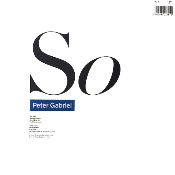 Peter Gabriel : So (LP, Album, Spa)
