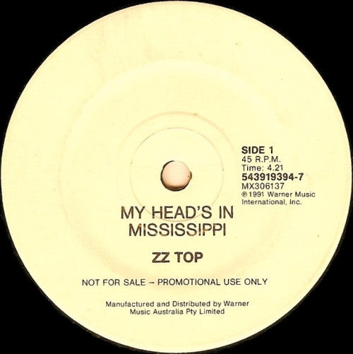 ZZ Top : My Head&#39;s In Mississippi (7&quot;, Single, Promo)