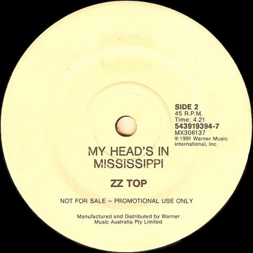 ZZ Top : My Head's In Mississippi (7", Single, Promo)