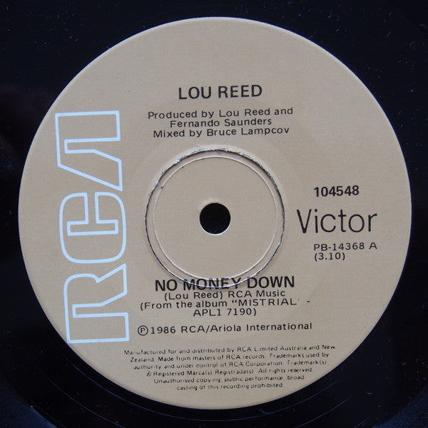 Lou Reed : No Money Down (7", Single)