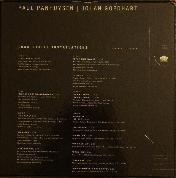 Paul Panhuysen | Johan Goedhart : Long String Installations 1982-1985 (3xLP + Box)