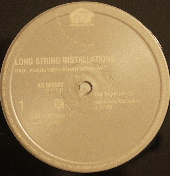 Paul Panhuysen | Johan Goedhart : Long String Installations 1982-1985 (3xLP + Box)