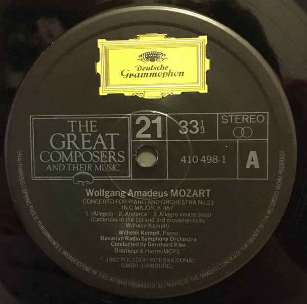 Wolfgang Amadeus Mozart, Symphonie-Orchester Des Bayerischen Rundfunks Conducted By Bernhard Klee Soloist Wilhelm Kempff : Piano Concertos Nos. 21 And 22 (LP, RE)
