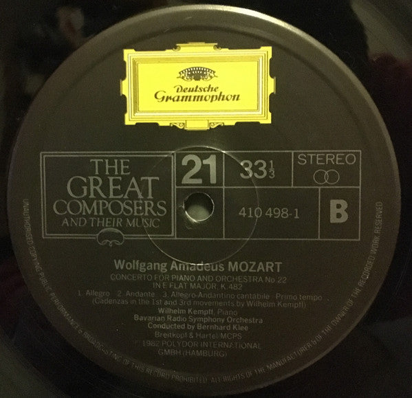 Wolfgang Amadeus Mozart, Symphonie-Orchester Des Bayerischen Rundfunks Conducted By Bernhard Klee Soloist Wilhelm Kempff : Piano Concertos Nos. 21 And 22 (LP, RE)