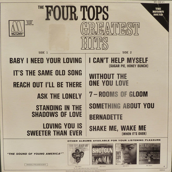 The Four Tops* : Greatest Hits (LP, Comp, RE)