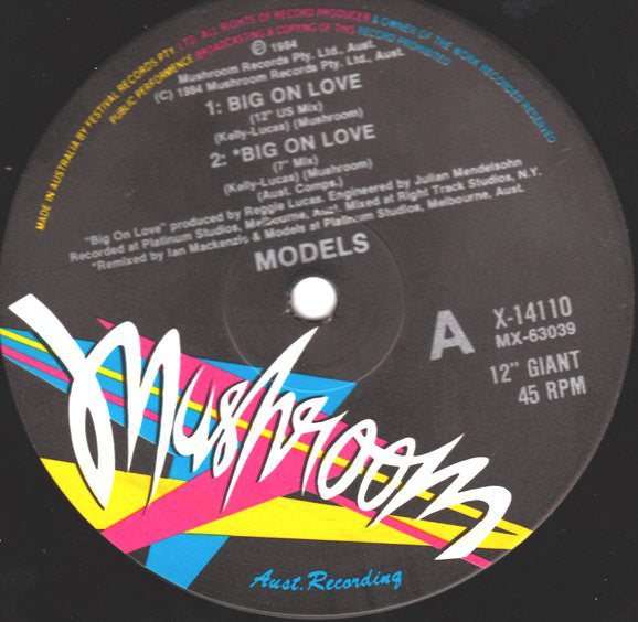 Models (2) : Big On Love (12", Single, Ltd)