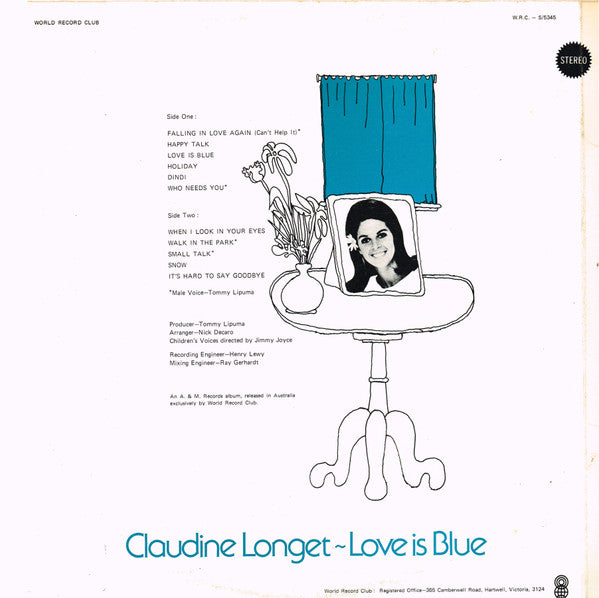 Claudine Longet : Love Is Blue (LP, Album, Club, Blu)