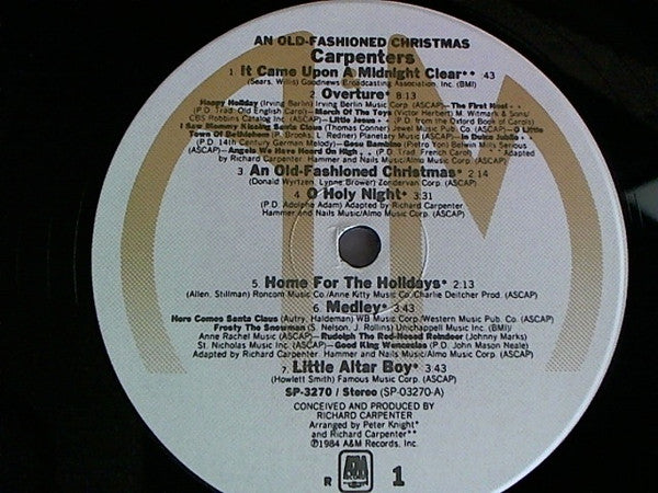 Carpenters : An Old-Fashioned Christmas (LP, Album, RP, Ind)