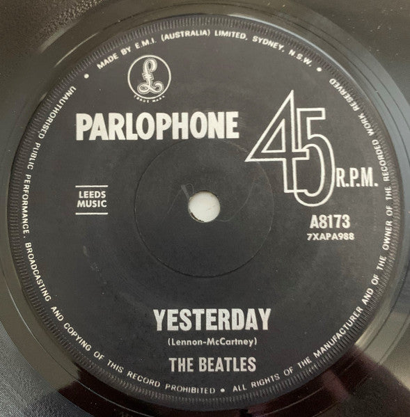 The Beatles : Yesterday (7&quot;, Single, Mono)