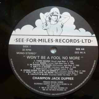 Champion Jack Dupree : Won't Be A Fool No More (LP, Album, Mono)