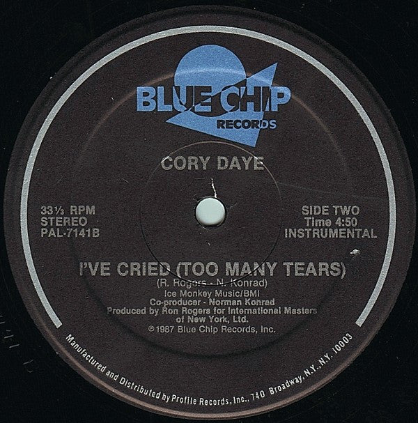 Cory Daye : I've Cried (Too Many Tears) (12", Single)