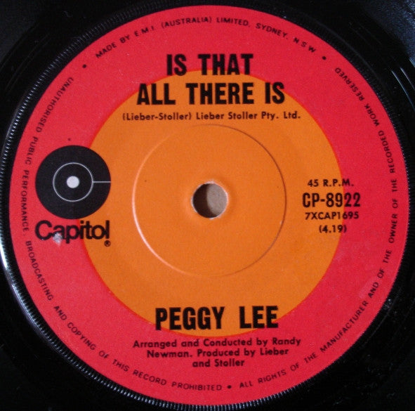 Peggy Lee : Is That All There Is (7&quot;, Single)