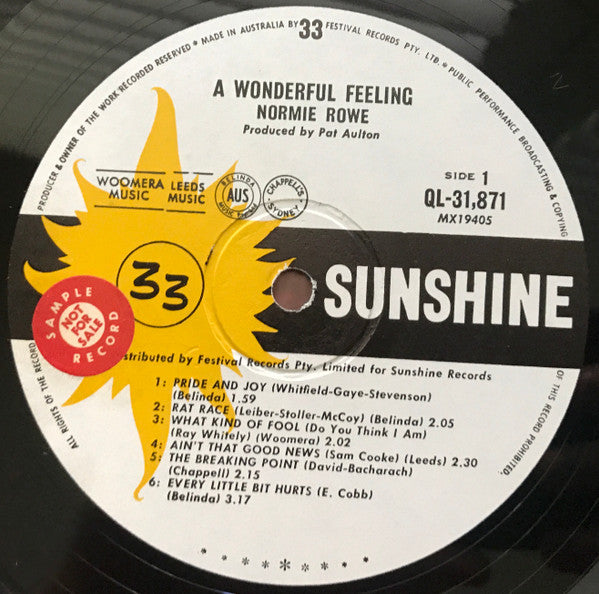 Normie Rowe : A Wonderful Feeling (LP)