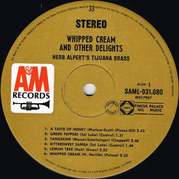 Herb Alpert's Tijuana Brass* : Whipped Cream & Other Delights (LP, Album, RE)