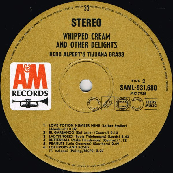 Herb Alpert's Tijuana Brass* : Whipped Cream & Other Delights (LP, Album, RE)