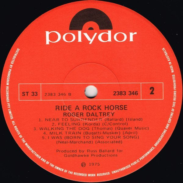 Roger Daltrey : Ride A Rock Horse (LP, Album)