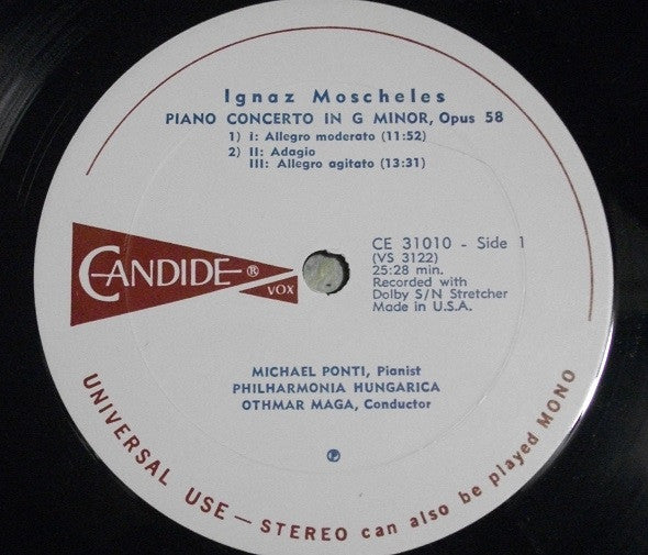 Ignaz Moscheles : Piano Concerto In G Minor, Opus 58 / Etudes, Opus 70 / Characterstic Etudes, Opus 95 (LP, Album)