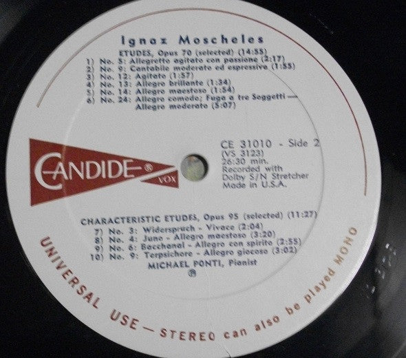 Ignaz Moscheles : Piano Concerto In G Minor, Opus 58 / Etudes, Opus 70 / Characterstic Etudes, Opus 95 (LP, Album)