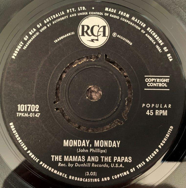 The Mamas &amp; The Papas : Monday, Monday (7&quot;, Single)