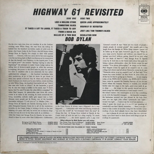 Bob Dylan : Highway 61 Revisited (LP, Album, RE)