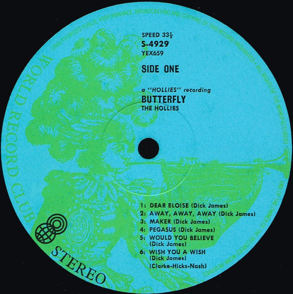 The Hollies : Butterfly (LP, Album, Club, 1st)