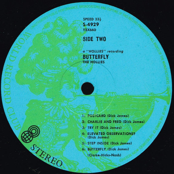 The Hollies : Butterfly (LP, Album, Club, 1st)