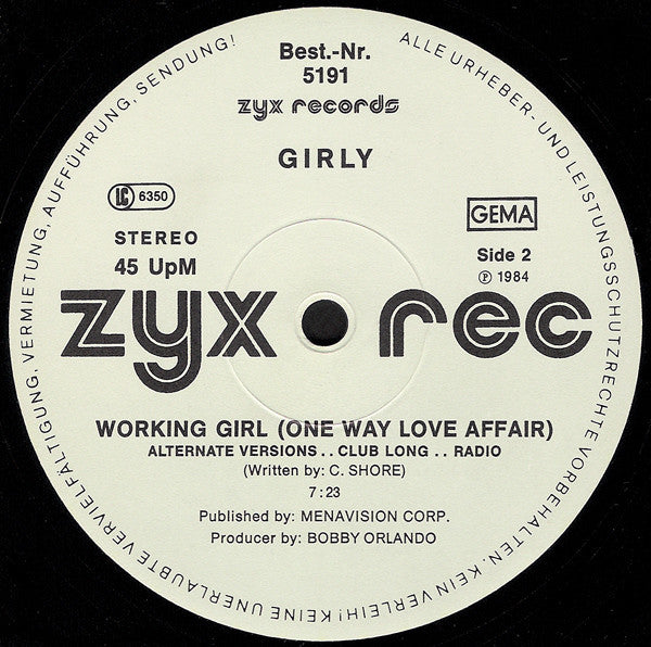 Girly : Working Girl (One Way Love Affair) (12")