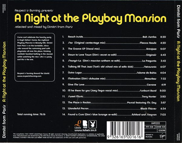 Dimitri From Paris : A Night At The Playboy Mansion (CD, Mixed)