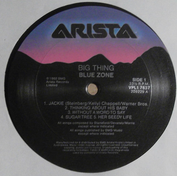 Blue Zone (4) : Big Thing (LP, Album, Gat)