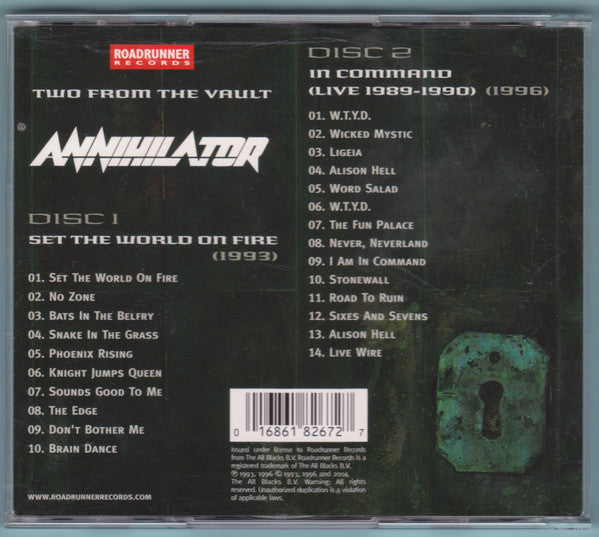 Annihilator (2) : Set The World On Fire / In Command (Live 1989-1990) (2xCD, Album, RE + Comp)