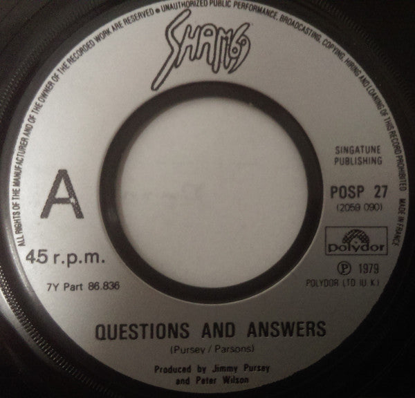 Sham 69 : Questions And Answers (7", Single, RP, Sil)
