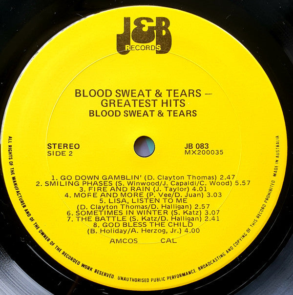 Blood, Sweat And Tears : The Very Best Of Blood, Sweat And Tears (LP, Comp)