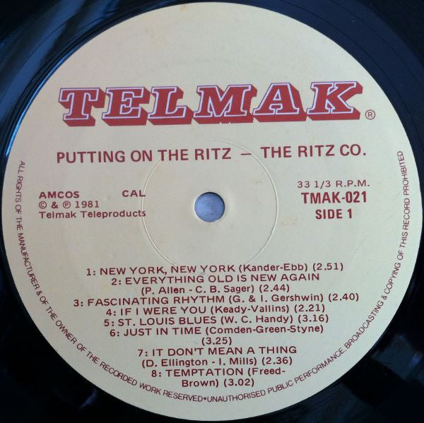 The Ritz Co. : Putting On The Ritz (LP, Album)