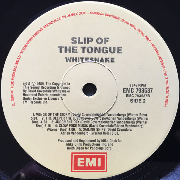 Whitesnake : Slip Of The Tongue (LP, Album)