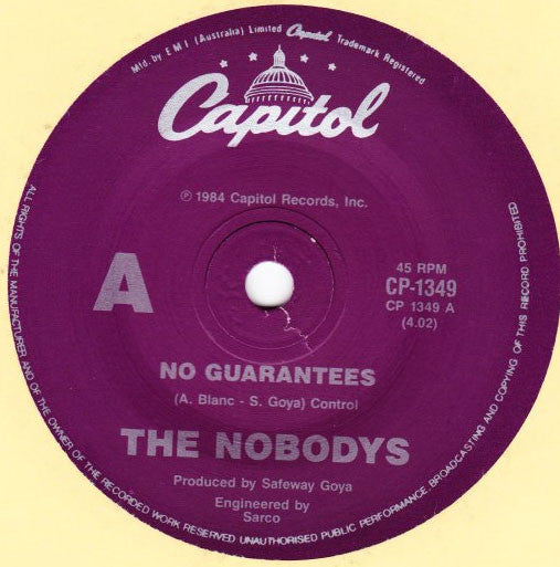 The Nobodys : No Guarantees (7&quot;, Single)