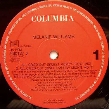 Melanie Williams : All Cried Out! (12")