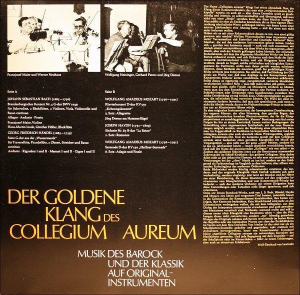 Collegium Aureum : Der Goldene Klang Des Collegium Aureum (Musik Des Barock Und Der Klassik Auf Originalinstrumenten) (LP, Comp)