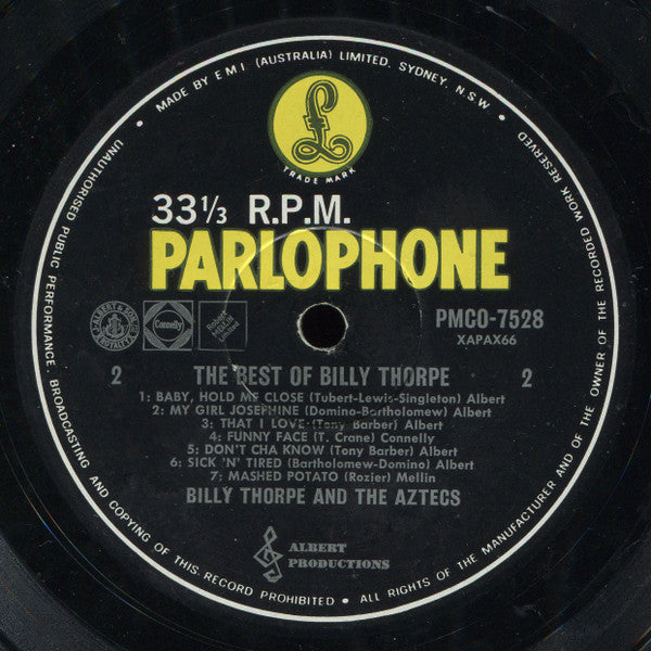 Billy Thorpe And The Aztecs : The Best Of Billy Thorpe (LP, Comp, Mono)