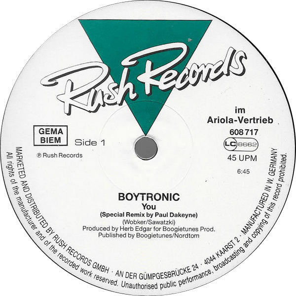 Boytronic : You (Special '86 Remix) (12")