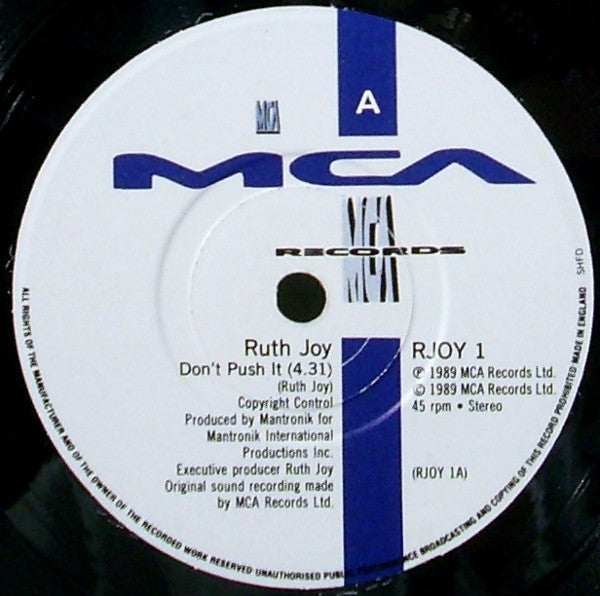 Ruth Joy : Don't Push It (7", Single)